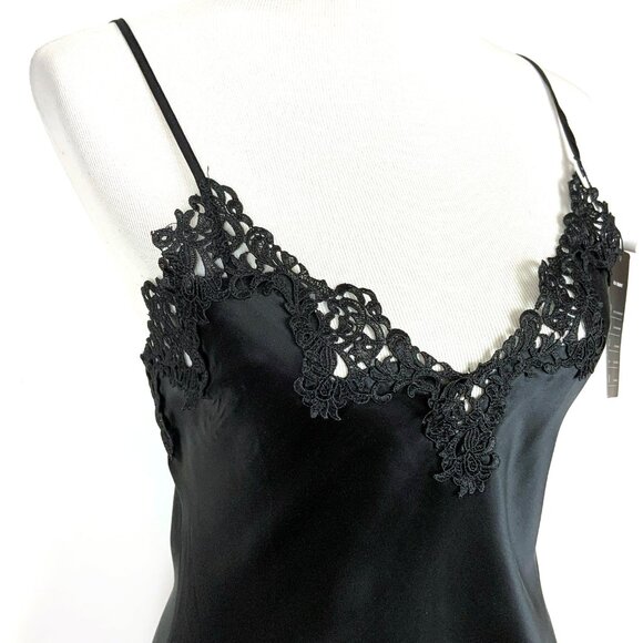 New SilkSilky 100% Silk Black Slip Dress Adjustible Straps Sz M - Picture 9 of 16